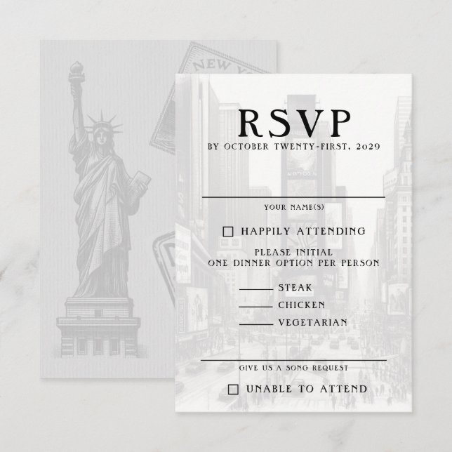 New York City Passport RSVP Karte (Vorne/Hinten)