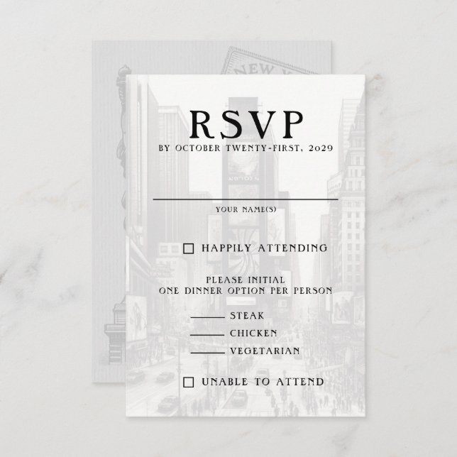 New York City Passport RSVP Karte (Vorne/Hinten)