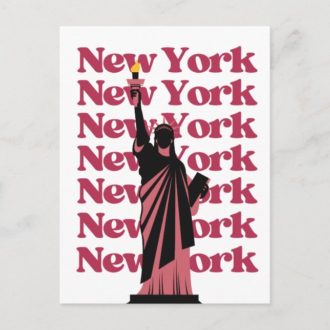 New York City Pink Black NYC Travel Postkarte (Vorderseite)