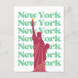 New York City Pink Green NYC Travel Postkarte
