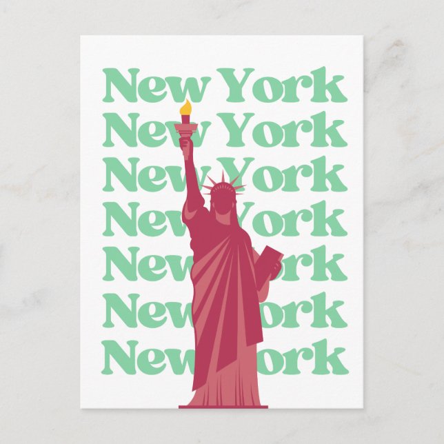 New York City Pink Green NYC Travel Postkarte (Vorderseite)