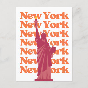 New York City Pink Orange NYC Reise   Postkarte