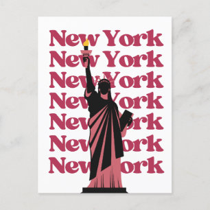 New York City Pink Schwarz NYC Reise   Postkarte