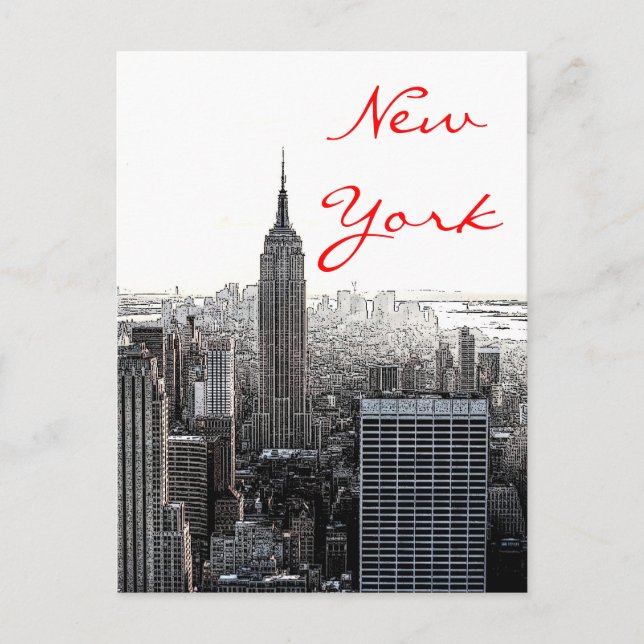 New York City Pop Art Script Postcard Postkarte (Vorderseite)