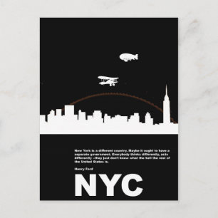New York City Poster Black Postkarte