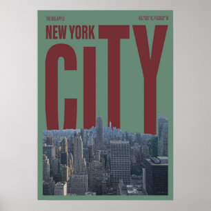New York City Poster, nyc skyline art, manhattan w Poster