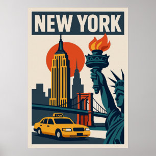 New York City Poster, nyc skyline art, manhattan w Poster