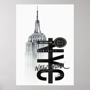 New York City Poster, nyc skyline art, manhattan w Poster