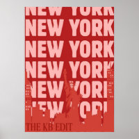 New York City Poster, nyc skyline art, manhattan w