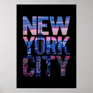 New York City Poster, nyc skyline art, manhattan w Poster