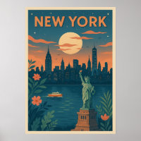 New York City Poster, nyc skyline art, manhattan w