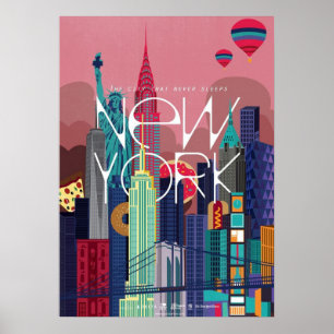 New York City Poster, nyc skyline art, manhattan w Poster