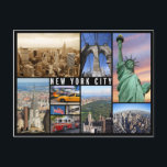 New York City Postkarte<br><div class="desc">Postcard of New York City - beinhaltet Bilder von der Stadtbild, Chrysler Gebäude, Empire State Gebäude, Freiheitsstatue, Gelben Kabinen und Central Park. Alle Bilder, die in unseren Produkten verwendet werden, werden von den Leuten von Sumners Graphics erstellt, mit Sorgfalt entworfen und sind extrem hochauflösende, messerscharfe digitale Dateien. Wir sind auf...</div>