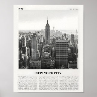 New York City Print Black and White Skyline Poster