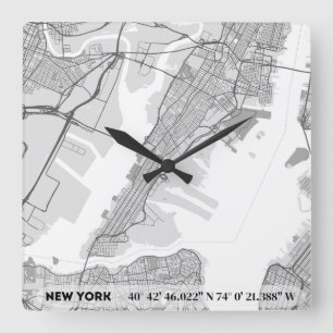 New York City Quadratische Wanduhr