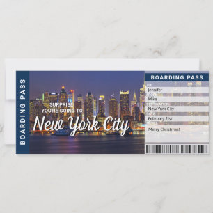 New York City Reise Überraschung Bordkarte Einladung