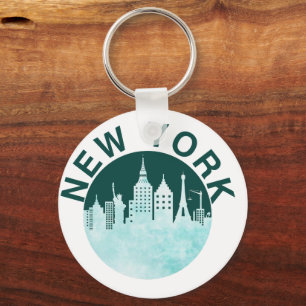 New York City Retro Skyline Graphic, Urban Street Schlüsselanhänger