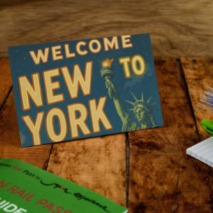 New York City Retro Statue of Liberty Vintag art Postkarte