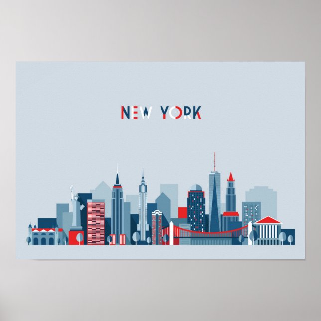 New York City | Rot, Weiß und Blau Poster (Vorne)