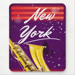New York City Saxophon Reiseplakat Mousepad