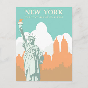 New York City Schläft Nie Vintage Postkarte