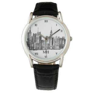 New York City Schwarze moderne Skyline Reise NYC U Armbanduhr
