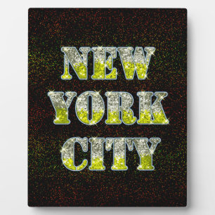 New York City Silver Gold Glitzer Fotoplatte