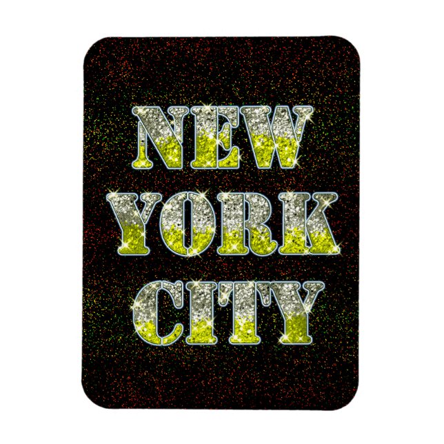 New York City Silver Gold Glitzer Magnet (Vertikal)