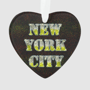 New York City Silver Gold Glitzer Ornament