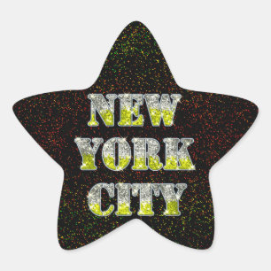 New York City Silver Gold Glitzer Stern-Aufkleber