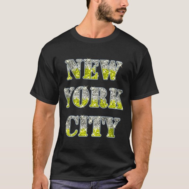New York City Silver Gold Glitzer T-Shirt (Vorderseite)