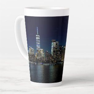 New York City Skycraper USA Night Fotografy Milchtasse