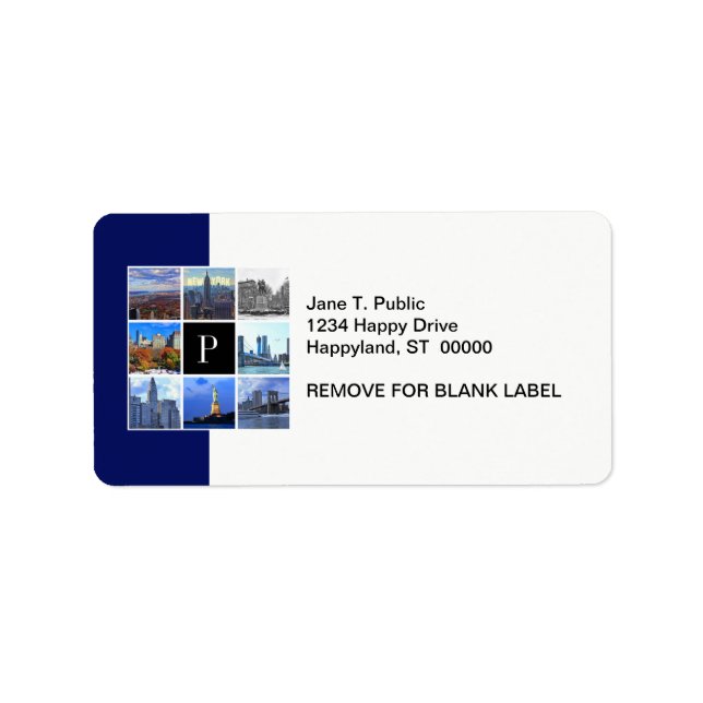 New York City Skyline 8 Image Foto Collage Adressaufkleber (Vorne)