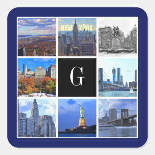 New York City Skyline 8 Image Foto Collage Quadratischer Aufkleber