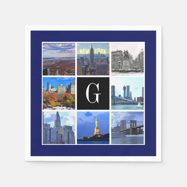 New York City Skyline 8 Image Foto Collage Serviette (Vorderseite)