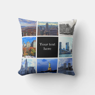 New York City Skyline 8 Instagram Foto Collage Kissen