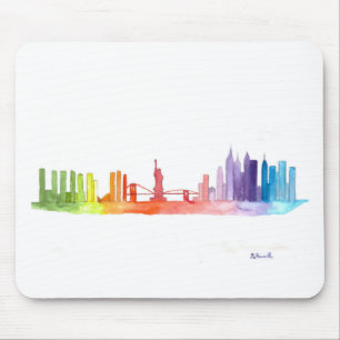 NEW YORK CITY Skyline Aquarell farbenfroh trendy Mousepad