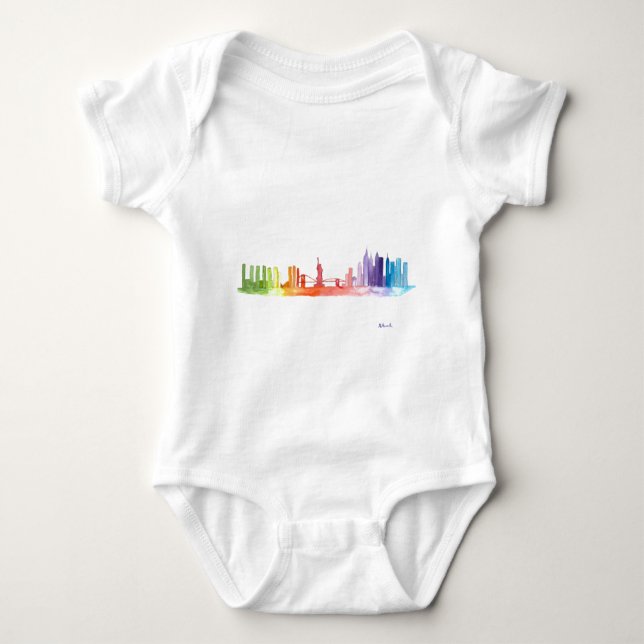 NEW YORK CITY Skyline Aquarell farbig niedlich Baby Strampler (Vorderseite)