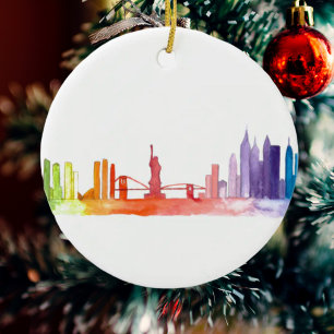 NEW YORK CITY Skyline Aquarell Manhattan modern Keramikornament