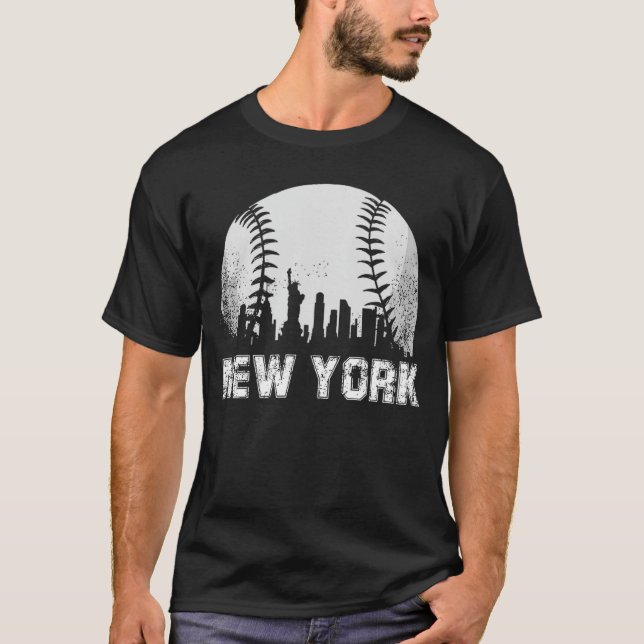 New York City Skyline Baseball Lover funny T-Shirt (Vorderseite)