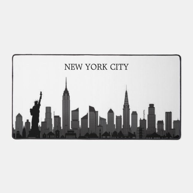 New York City Skyline Black Modern Manhattan NYC Schreibtischunterlage (Vorderseite)