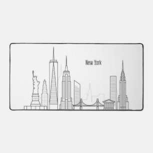 New York City Skyline Black Modern Manhattan NYC Schreibtischunterlage