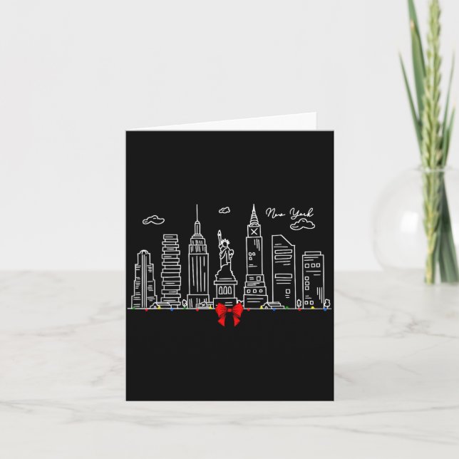 New York City Skyline Christmas Lights Nyc New Yor Karte (Vorderseite)