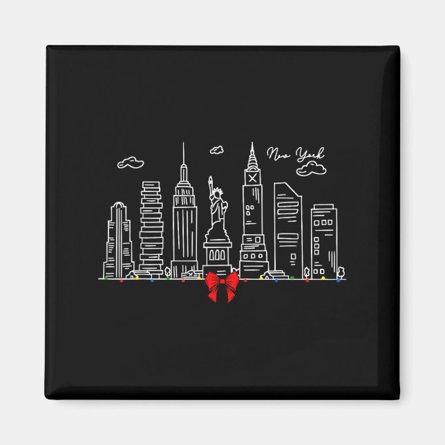 New York City Skyline Christmas Lights Nyc New Yor Magnet (Vorne)