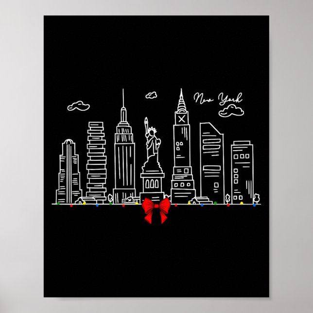 New York City Skyline Christmas Lights Nyc New Yor Poster (Vorne)