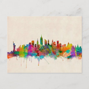 New York City Skyline Cityscape Postkarte