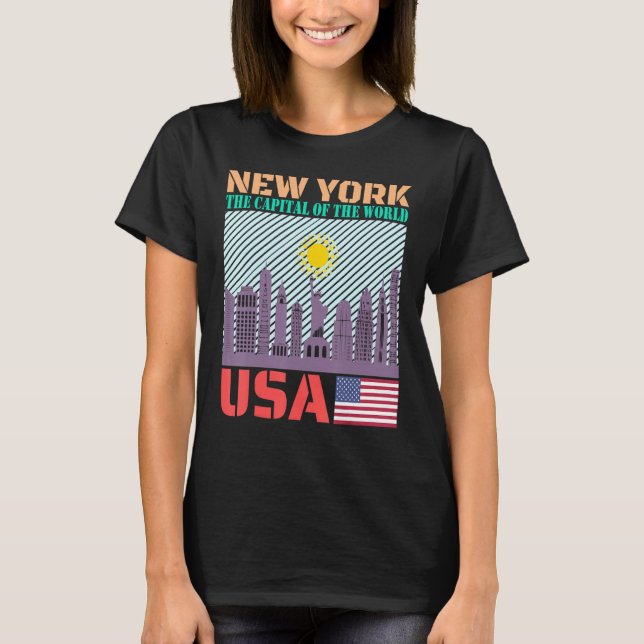 New York City Skyline Country City Skyline Landmar T-Shirt (Vorderseite)