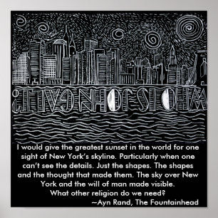 New York City Skyline Crying Out Who Is John Galt? Poster