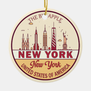 New York City Skyline Emblem Keramik Ornament