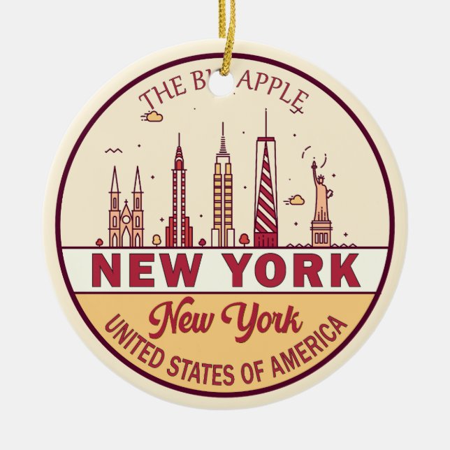 New York City Skyline Emblem Keramik Ornament (Vorne)